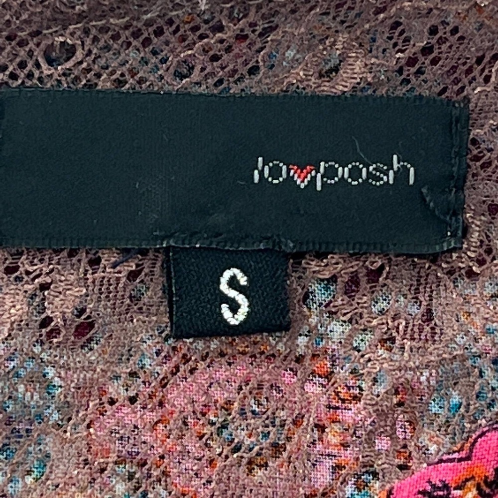 LOVPOSH LONG SLEEVE GEO FLORAL CROCHET TRIM LACE FLOUNCE ROMPER MULTI SMALL EUC - Picture 8 of 10
